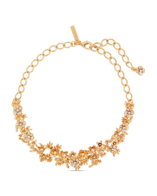 Oscar de la Renta Metallic Flower Garden Crystal-embellished Necklace