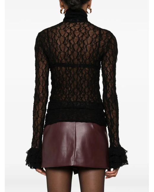 Blusa de encaje con volantes So Allure de color Black