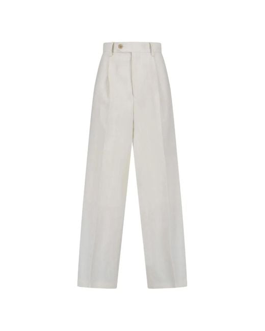 Auralee White Pantalon De Costume À Plis