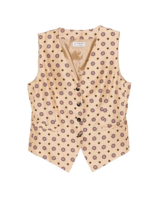 Alberto Biani Natural Buttoned Patterned Waistcoat