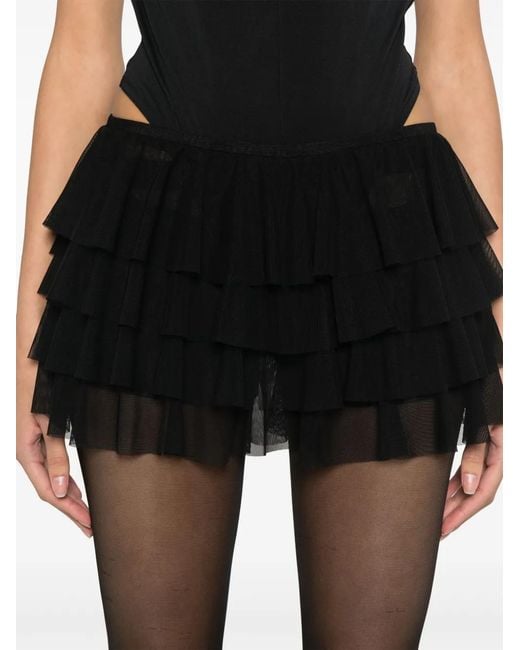 Norma Kamali Black Ruffled Skorts