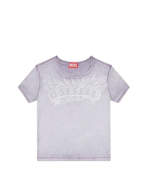 DIESEL Purple Graphic-Print Pigment-Dyed T-Shirt