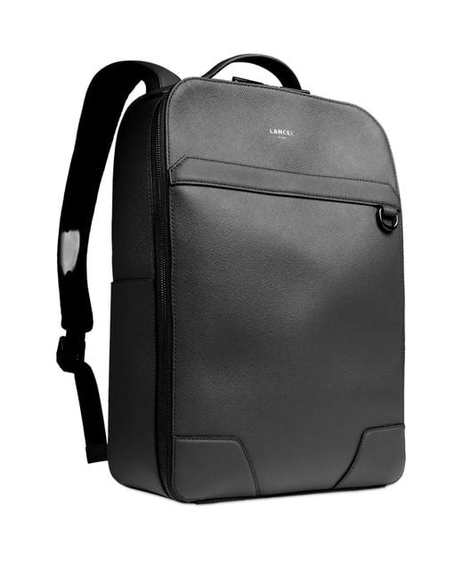 Lancel Black Leather Top-Handle Backpack for men
