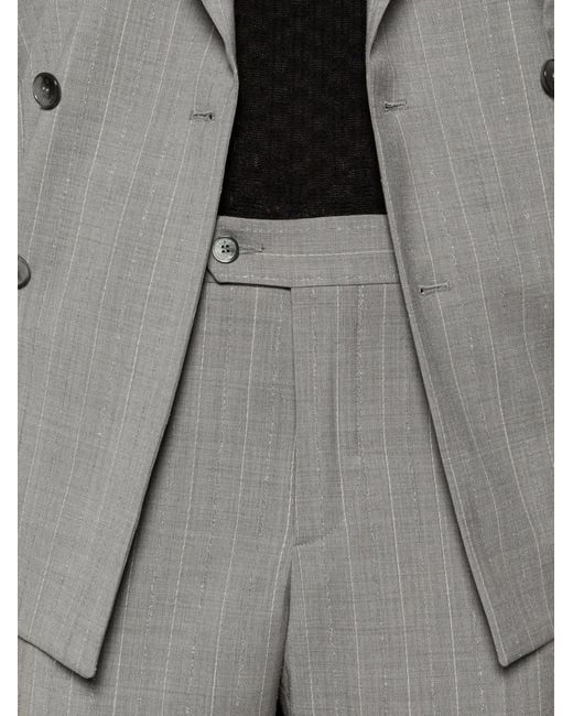 Manuel Ritz Gray Double-Breasted Pinstriped Suit for men
