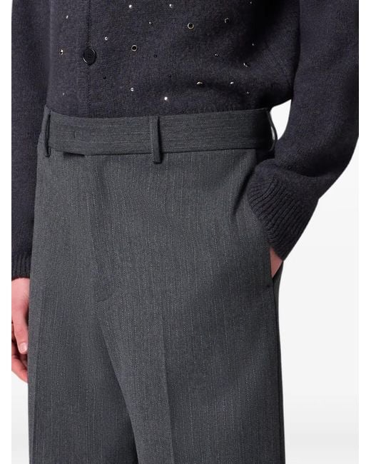 MSGM Gray Pinstripe-Pattern Pressed-Crease Trousers for men
