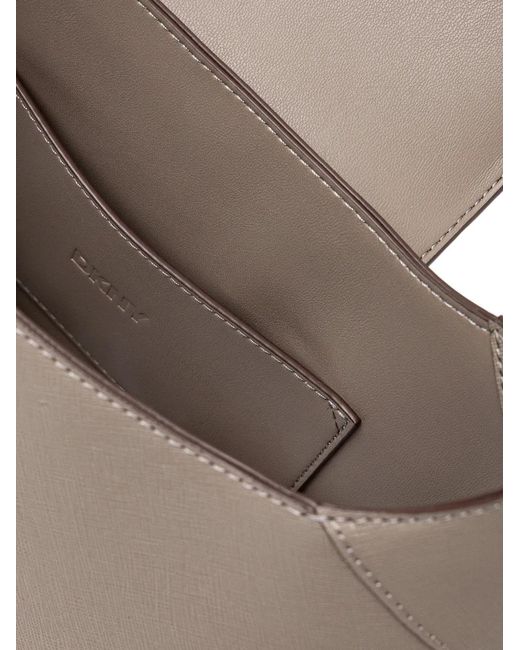 DKNY Gray Logo-Plaque Shoulder Bag
