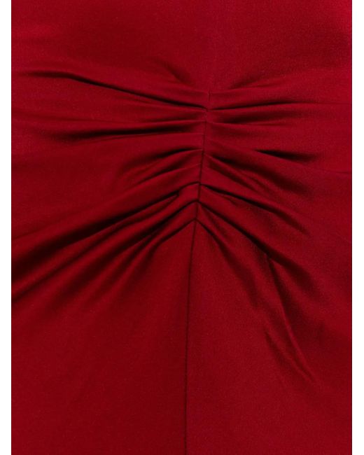 Victoria Beckham Red Draped-Detail Maxi Dress