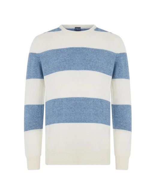 Fedeli Blue Striped Long-Sleeve Sweater for men