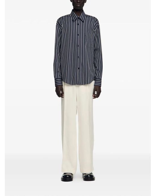 Sandro Blue Striped Cotton Shirt for men