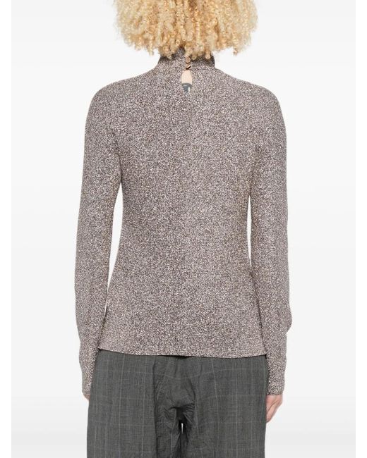 Forte Forte Blouse Met Lurex Detail En Hoge Hals in het Brown