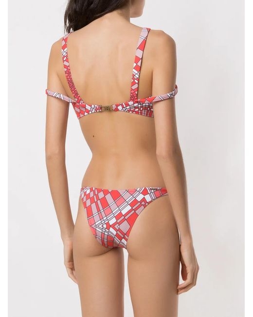Amir Slama Pink Geometric Print Bikini Set