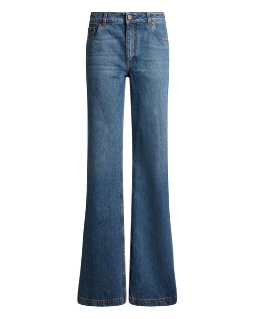 Etro Blue Embroidered-Pegaso Jeans