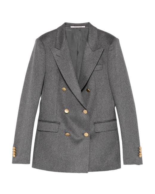 Tagliatore Gray Double-Breasted Button Jacket