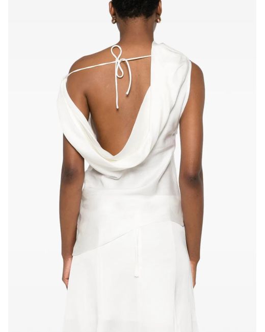 Marques'Almeida White Asymmetric Cown-Neck Top