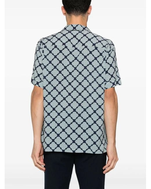 Fursac Blue Abstract Pattern Shirt for men