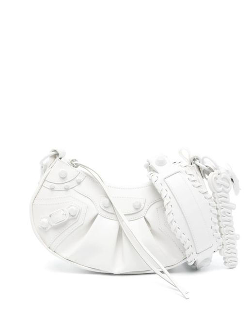 Balenciaga White Small Le Cagole Leather Shoulder Bag
