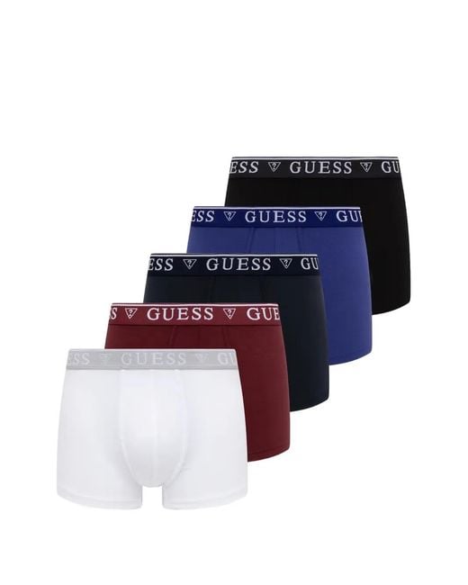 Guess Blue Logo-Waistband Boxers (Set Of Five) for men