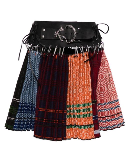 Chopova Lowena Black Pleated Patchwork Miniskirt