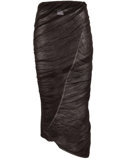 Falda midi de canalé Issey Miyake de color Black