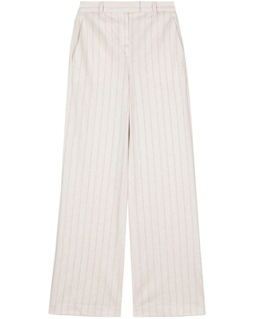 Circolo 1901 White Pinstripe High-waisted Trousers