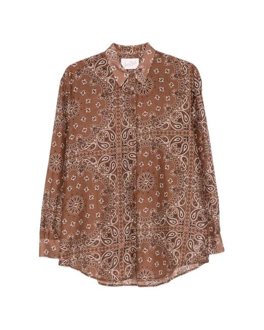 Mc2 Saint Barth Brown Bandana-Print Long-Sleeve Cotton Shirt