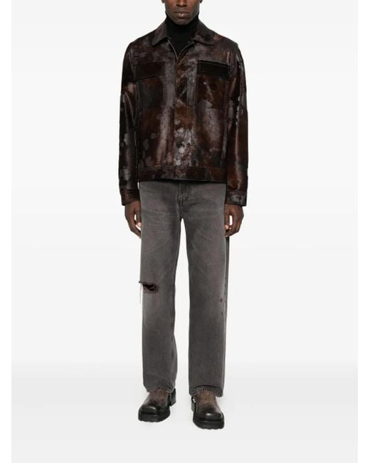 Salvatore Santoro Black Patch-Pocket Suede Jacket for men