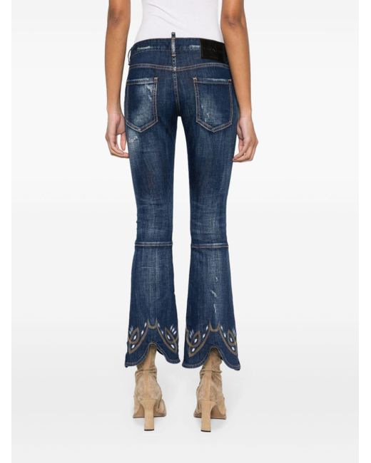 DSquared² Blue Bead-detail Flared Jeans