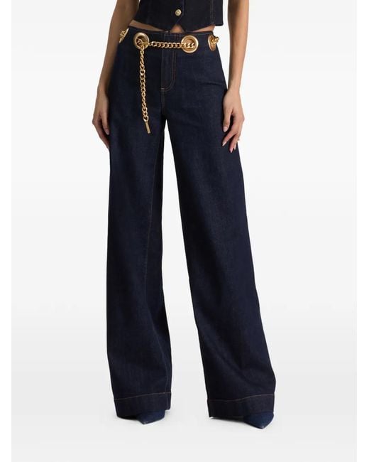 Alice + Olivia Blue Jasper Chain-Belt Jeans