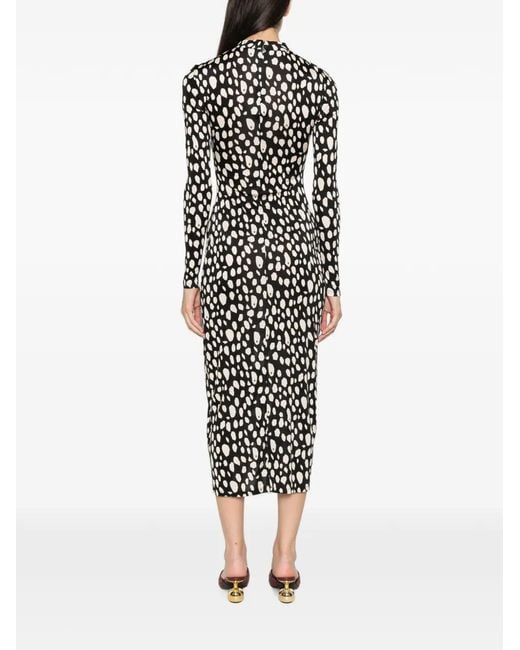 Patrizia Pepe White Graphic-Print Long-Sleeve Dress