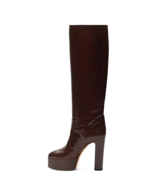 Casadei Brown Patty Python-Print Boots