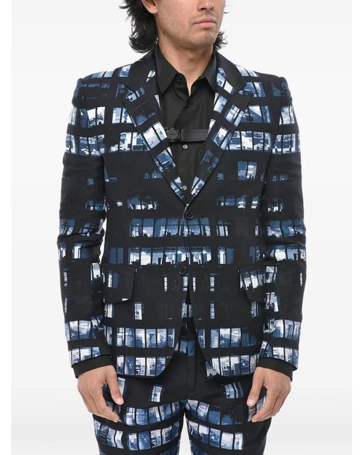 Off-White c/o Virgil Abloh Blue Windows-Print Single-Breasted Blazer for men