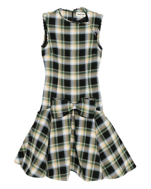 ShuShu/Tong Green Plaid Sleeveless Wavy Dress