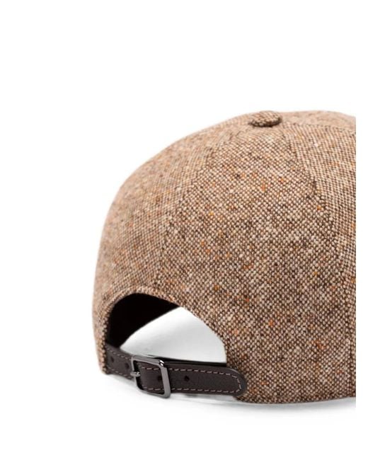 Brunello Cucinelli Natural Monili-Embellished Tweed Baseball Cap