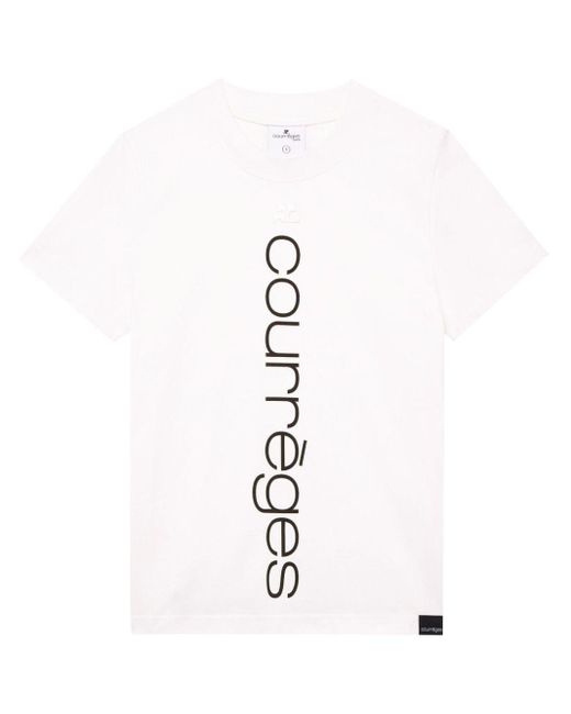 Courreges White T-Shirt mit Logo-Print