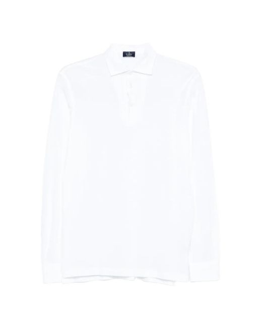 Barba Napoli White Long-Sleeve Polo Shirt for men