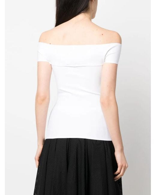 Philosophy Di Lorenzo Serafini White Off-Shoulder Short-Sleeve Top