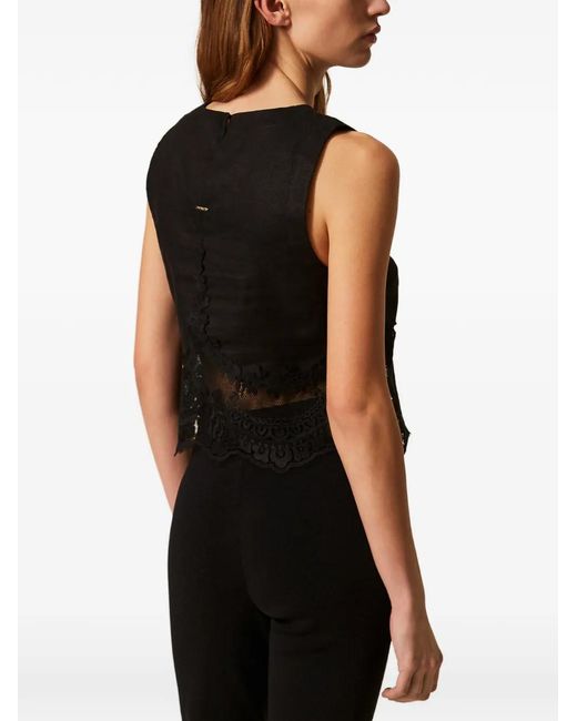 Twinset Black Lace-Detail Top