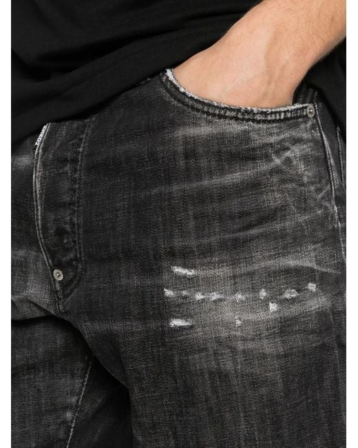 DSquared² Black Short Ceinturé À Effet Usé for men
