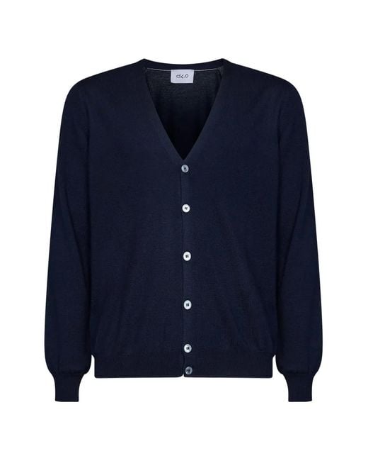 D4.0 Blue V-Neck Button-Up Cardigan for men