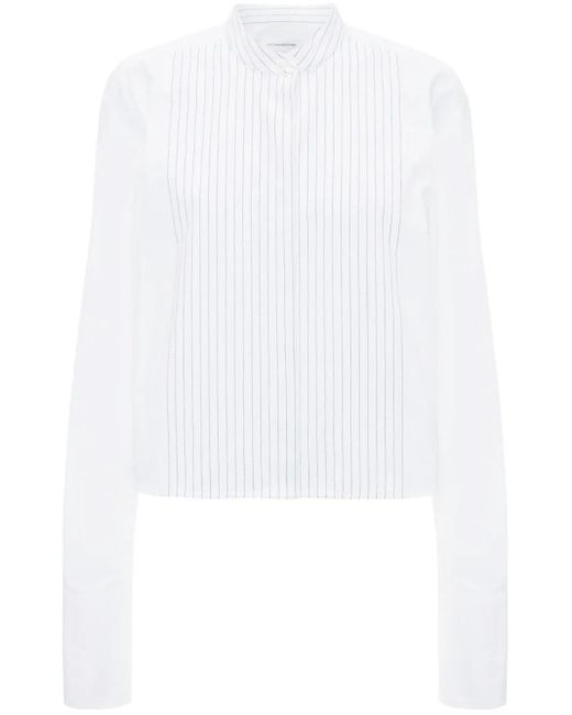 Victoria Beckham White Cropped Tux Shirt