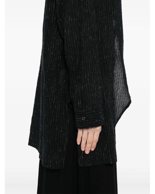 CHIAHUNG SU Black Asymmetric Striped Shirt