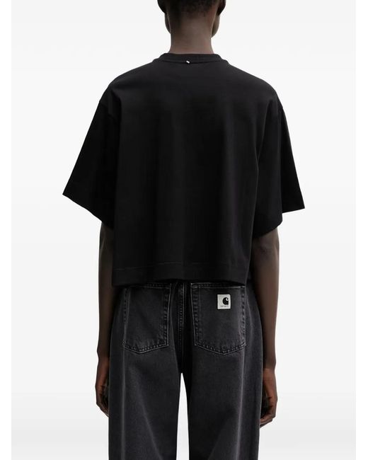 Sportmax Black Logo-Patch Cropped T-Shirt