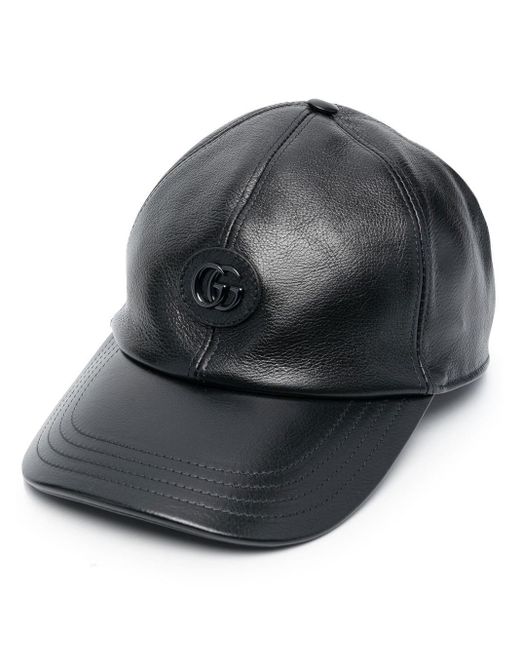 Gucci Black Leather Baseball Cap