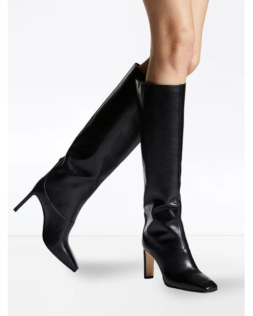 Jimmy Choo Womens Black Mahesa 85 Grained-leather Knee-high Boots 5.5