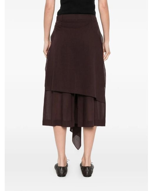 Qasimi Brown Tiered Draped Skirt