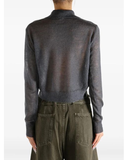 Auralee Black Buttoned Collared Cardigan