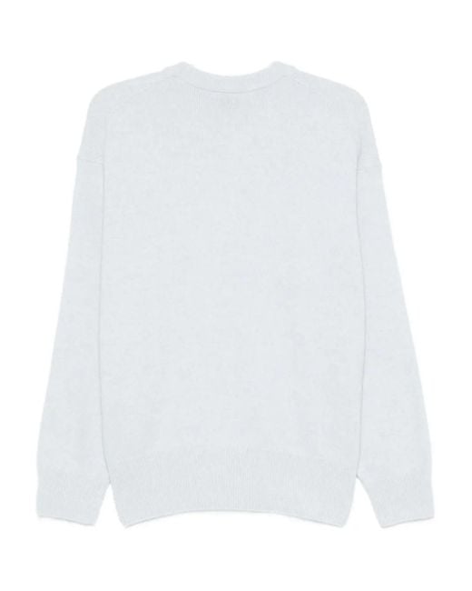 Boss White Crew-Neck Wool Sweater for men