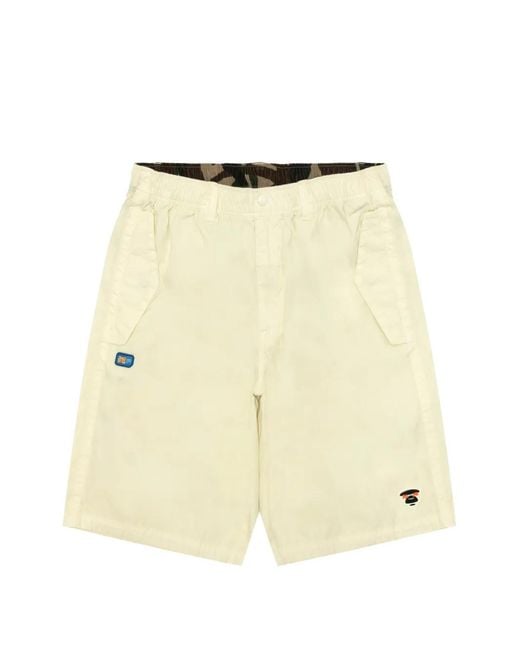 Aape By A Bathing Ape Natural Logo-Appliqué Shorts for men