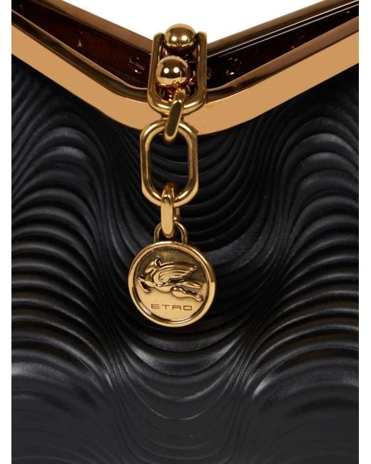 Etro Black Small Vela Bag With Wavy Motif