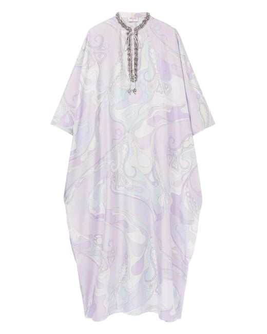 Emilio Pucci White Crystal-Embellished Kaftan
